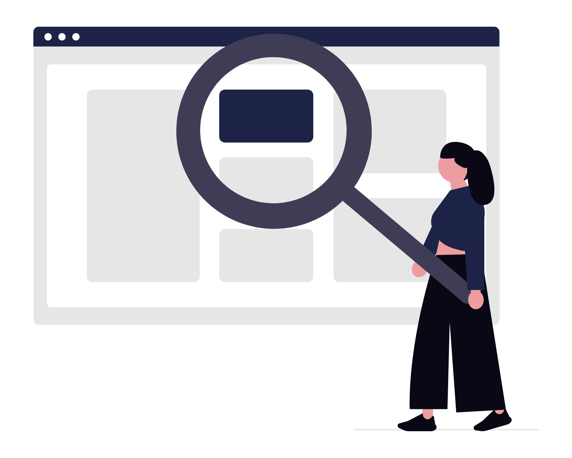 Digital marketing professional using a magnifying glass to analyze performance data, representing data-driven Parry Sound paid ads optimization and ROI tracking.