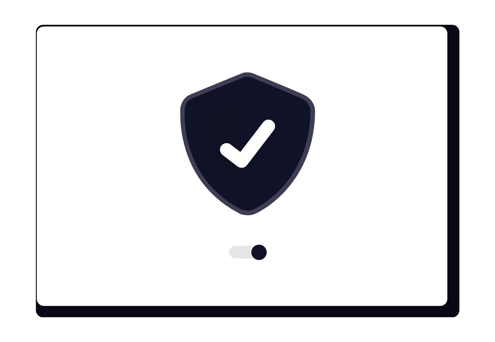 Minimalist vector illustration of a security shield with a checkmark on a screen.